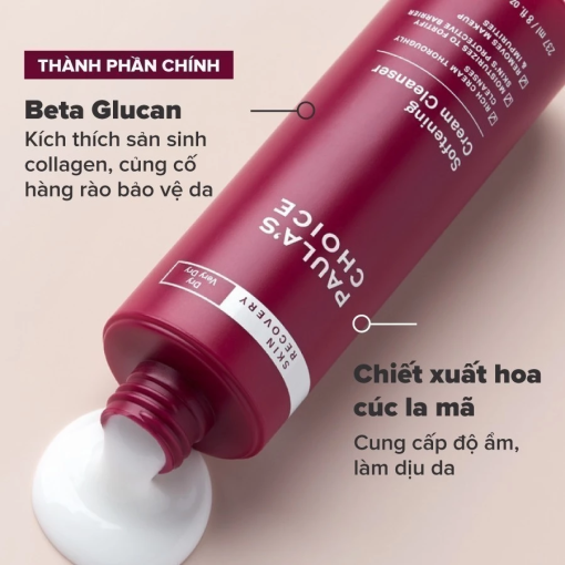 Sữa rửa mặt giúp phục hồi và làm dịu dành cho da khô Paula's Choice Skin Recovery Softening Cream Cleanser 237ml 1050 - Hình ảnh 5
