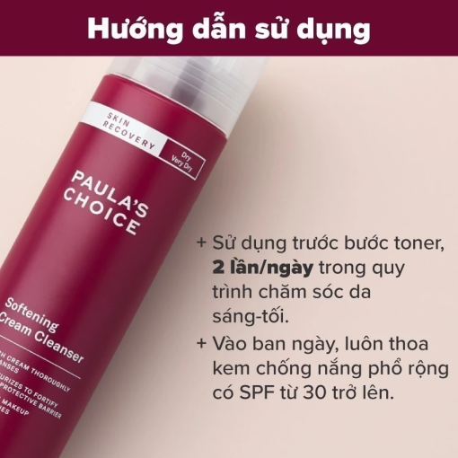 Sữa rửa mặt giúp phục hồi và làm dịu dành cho da khô Paula's Choice Skin Recovery Softening Cream Cleanser 237ml 1050 - Hình ảnh 6