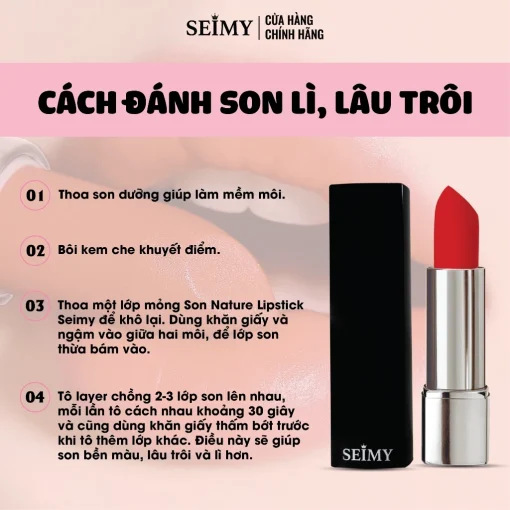 Son thỏi lì Seimy - Nature Lipstick 3,5g - Hình ảnh 2